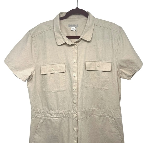 Outerknown NWT S.E.A. Organic Cotton Linen Natural Coveralls Jumpsuit Women’s XL - Picture 7 of 16